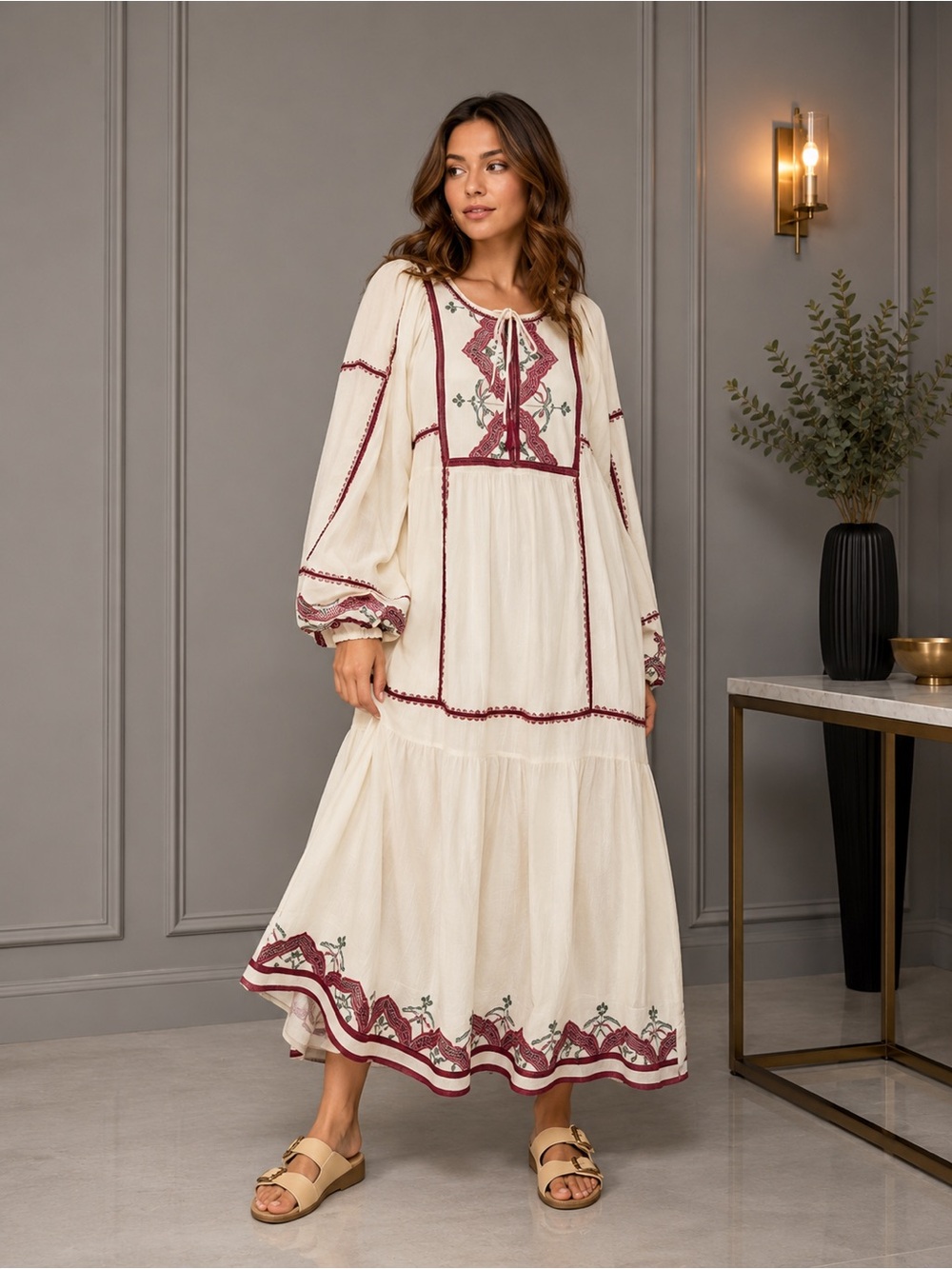 NEW Free People Sweet Escape Long Sleeve Maxi Dress XS B2074